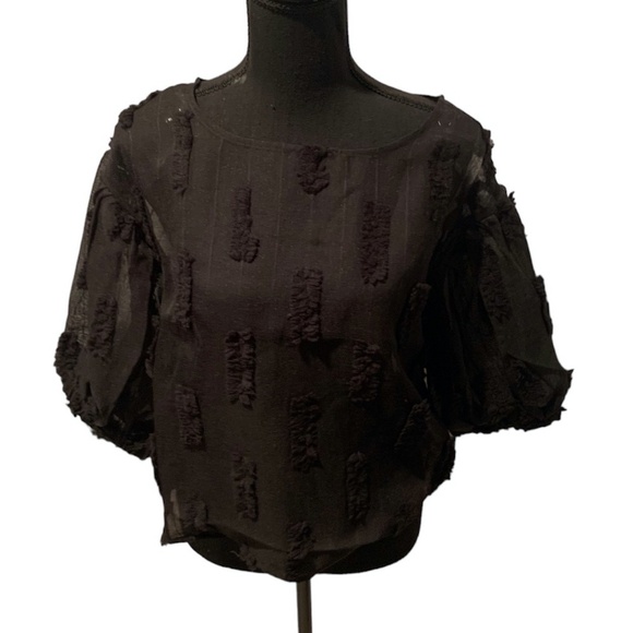 Know.One.Cares Textured Sheer Blouse with 3/4 Sleeveless Black Small NWT - Picture 1 of 4